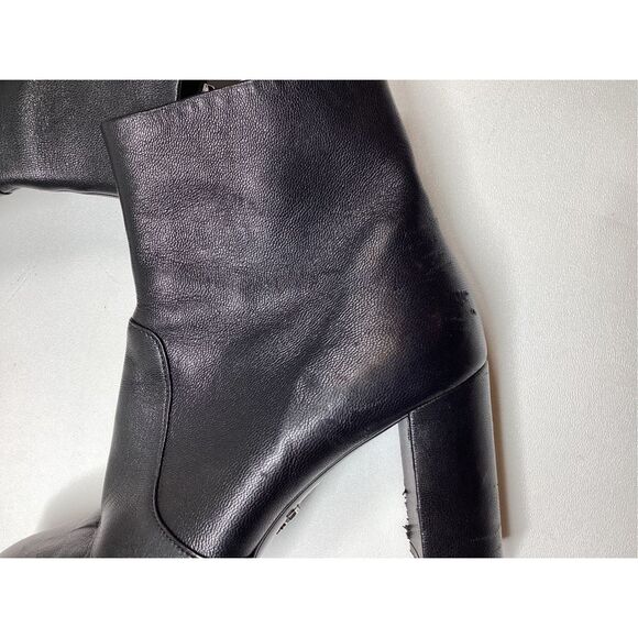 Prada Black Leather Ankle Boots Women’s Block Heel Booties Size EU 39 - Picture 6 of 16